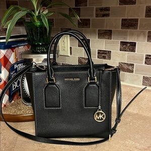 Michael Kors Black Satchel with Gold Accents